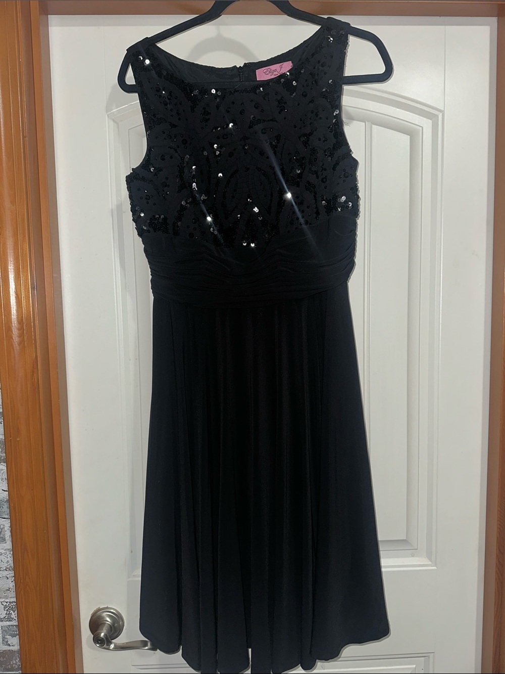 Eliza J Black Sequin Bodice Midi Dress